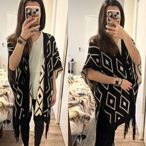 Forever 21 Aztec Fringe Cardigan Shawl Size S NWT